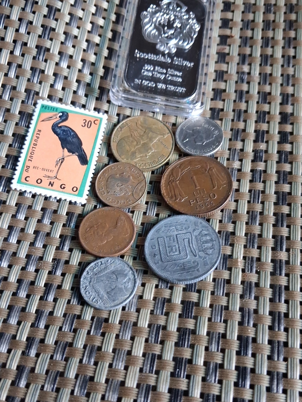 Vintage Mixed World Coins and Stamp Lot